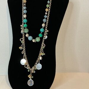 NY Collection Necklace Chic Green and Blue Beaded
